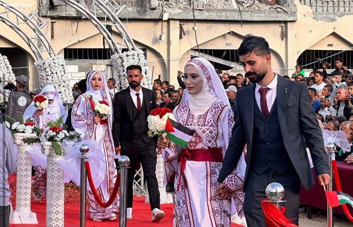 عرس جماعي في غزة يعيد للقلوب نبض الفرح وسط الركام